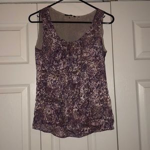 Elie Tahari purple and cream sleeveless blouse